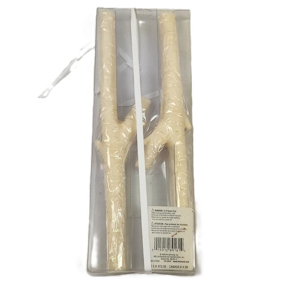 Vintage Hallmark Ivory Branch Taper Candles Set Of 2 Elegant Decor 12" 1DCJ6229 - Picture 2 of 6